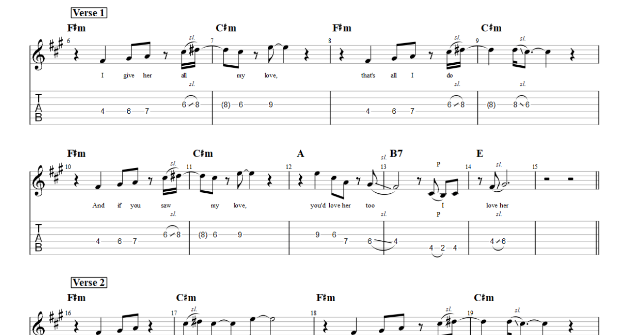 And I Love Her – The Beatles (Electric Guitar) PDF